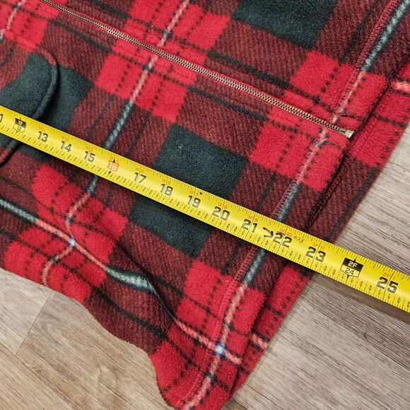 Vtg Liz Claiborne Fleece Shacket Womens M Plaid Jacket Cabincore Cottage Red Grn - Picture 8 of 8